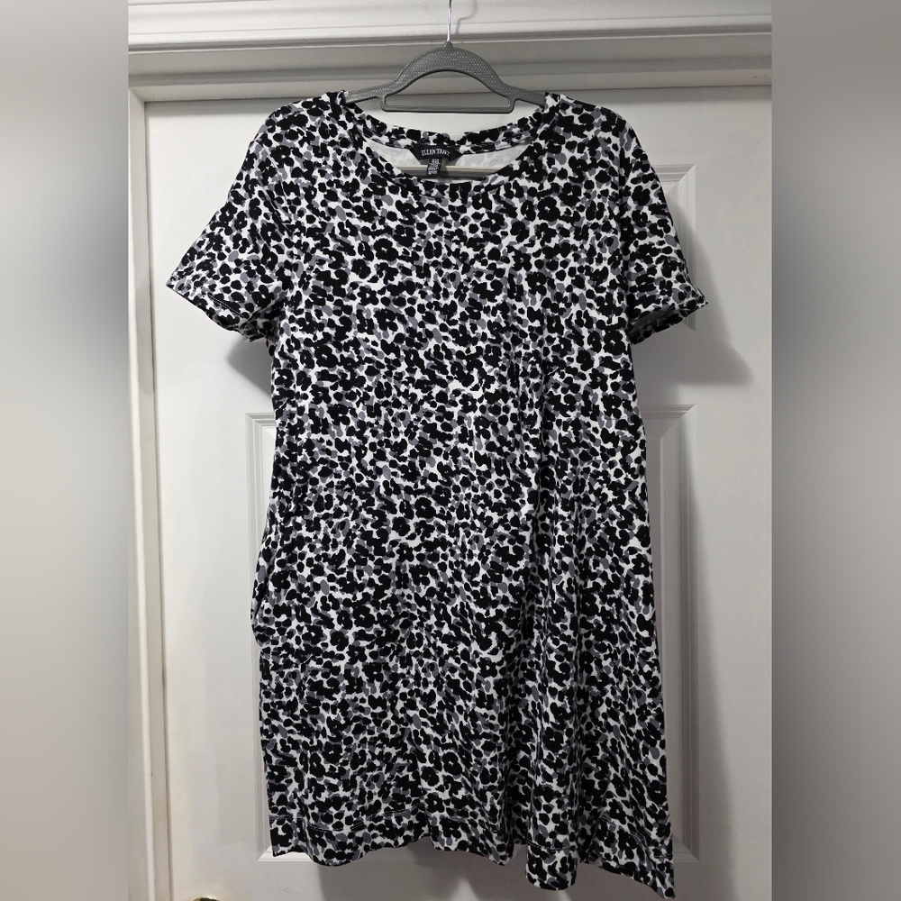 Ellen Tracy Monochrome Patterned Midi Dress